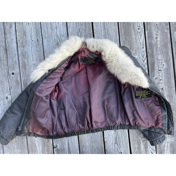 Avant Garde Leather Fur Bomber Jacket Women's Vintage Size 5/6 Y2K 90s Gray Coat - Picture 11 of 13